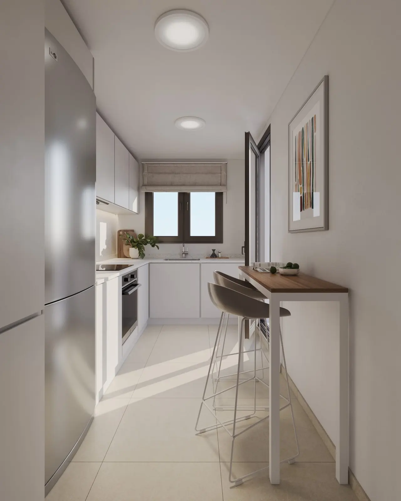Infografía 3D de cocina de Erithea I y II, promoción residencial en Entrenúcleos, Dos Hermanas (Sevilla) (eaforum)